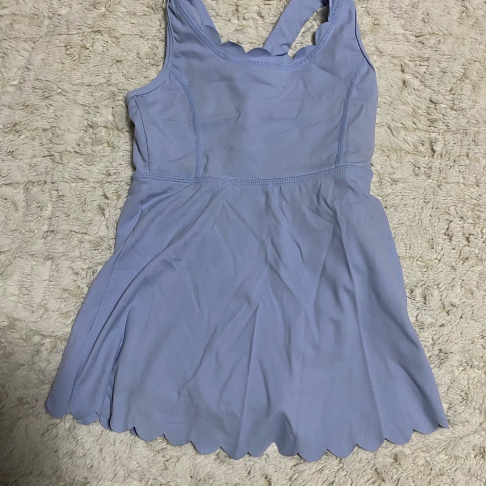 Scalloped Blue Athletic Dress with Shorts